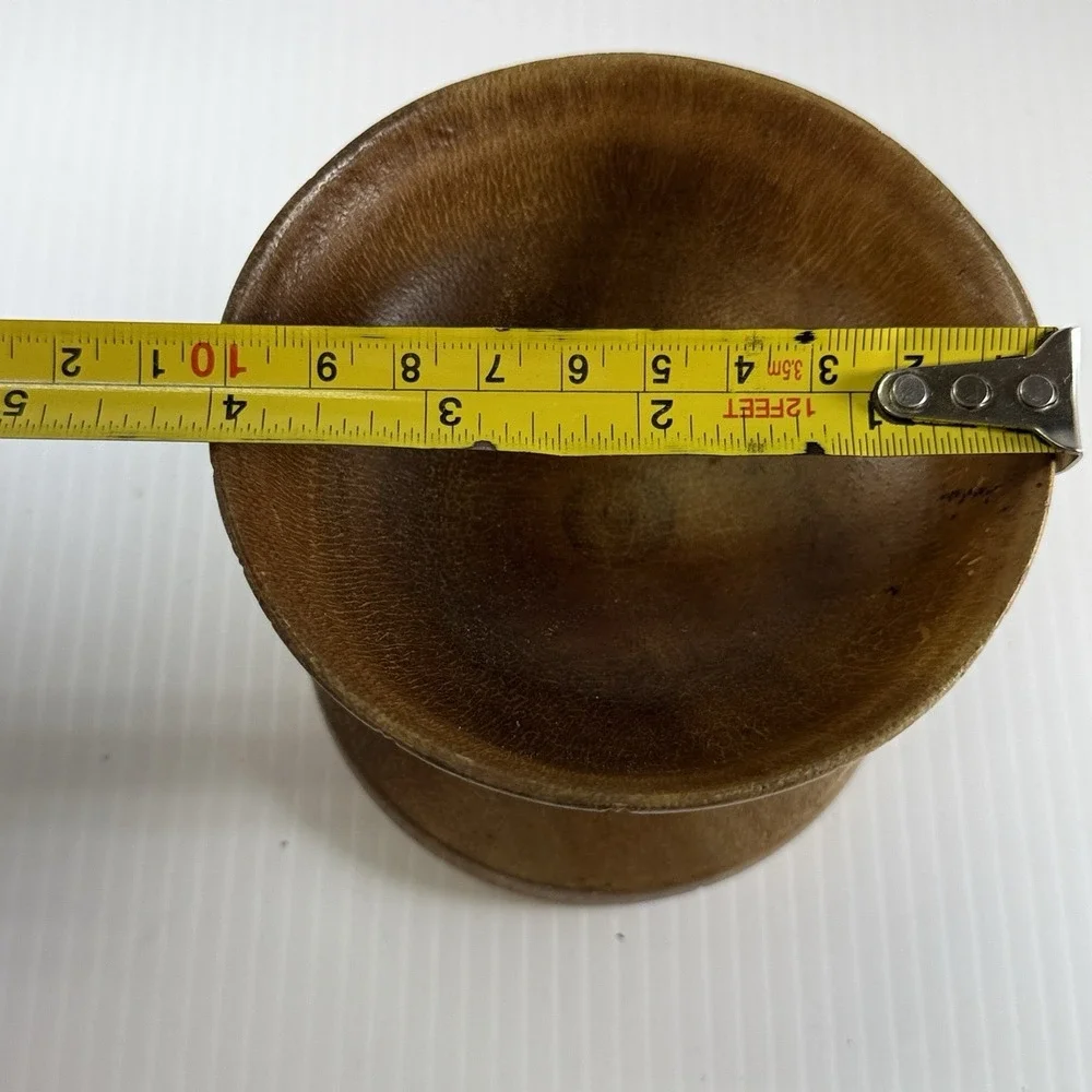 Hand Carved Wooden Pedestal Bowl 3